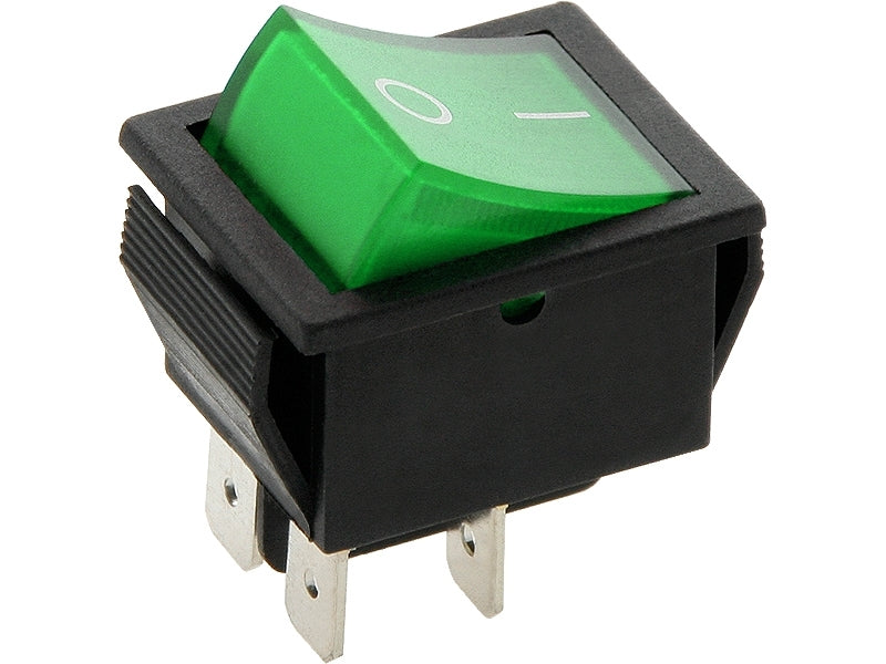 Schakelaar - groen - 12 volt - 20A - verlicht - vierkant Schakelaar - groen - 12 volt - 20A - verlicht - vierkant